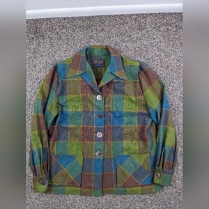 Vintage 60s Pendleton Abercrombie Fitch Co 49er Jacket Wool Plaid Womens Medium